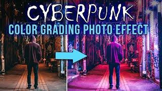 Photoshop CC: How to Create a CYBERPUNK Color Grading Photo Effect.