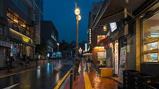 Seoul Powerful Rainy Night Walk around Jeongdong Street | Umbrella Sounds 4K HDR