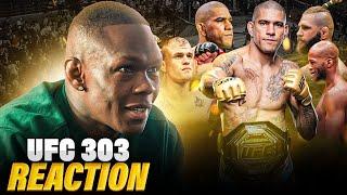 Israel Adesanya Reacts To Alex Pereira's UFC 303 Head Kick Knockout