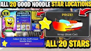 How To Find ALL 20 GOOD NOODLE STARS LOCATIONS In Roblox Car Dealership Tycoon Spongebob Event