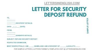 How To Write Letter for Security Deposit Refund – Sample Letter for Security Deposit Refund
