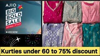 Ajio Big Bold sale #kurties under 75% discount # must try partywear kurties #viral #trending #Avaasa