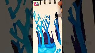 Negative painting ideas  Easy brush pen drawing || DU ARTS PRO