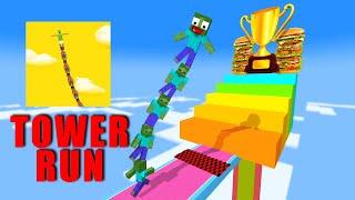 Minecraft Mobs Run : TOWER RUN CHALLENGE - Minecraft Animation DZG