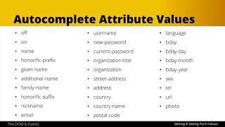 The Autocomplete and Selected Attributes