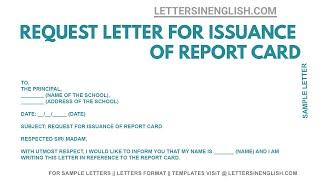 Request Letter to get Report Card from School - Request Letter for Getting Report Card