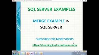 MERGE IN SQL SERVER | MERGE STATEMENTS IN SQL