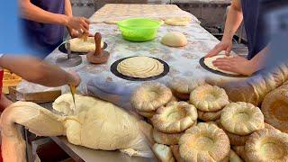 Golden bread (non) in Tashkent | How to make delicious bread? | TASHKENT, UZBEKISTAN