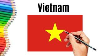 Drawing National Flag of Vietnam | Vietnam Flag coloring easy