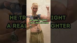 He fought a REAL MMA fighter with oil arms #shorts #fitness