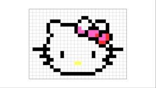 Рисунки по клеточкам. Hello Kitty! Рисование, рисуем по клеточкам. Pixelart