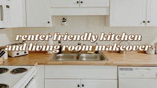 Renter Friendly Kitchen + Living Room Makeover