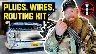 How to install SPARK PLUGS, WIRES + ROUTING KIT video - Chevy 350 GMC Squarebody [Wrench At Home]