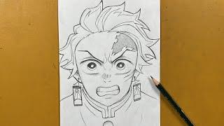 How to draw tanjiro kamado step-by-step | how to draw tanjiro angry