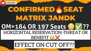 SEAT MATRIX CONFIRMED FOR JANDK||HORIZONTAL RESERVTION IMPACT ON CUTOFF||