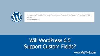 Will WordPress 6.5 Support Custom Fields?