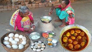 EGG CURRY And SIM Torkari cooking by grandma in her traditional method||village recipe