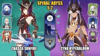 Chasca Sunfire & Cyno Hyperbloom | Spiral Abyss 5.2 Floor 12 | Genshin Impact