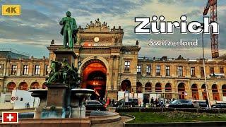 Zürich 4k Walking /Switzerland/ Hauptbahnhof /Bahnhofstrasse/Switzerland 4k Walking tour 2023
