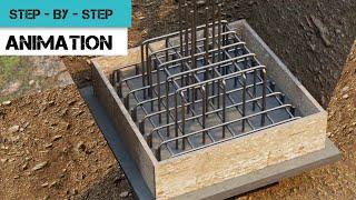 Stepped Footing Reinforcement  (step by step construction animation)