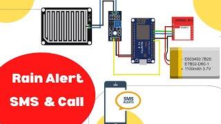 Rain Alert NodeMCU SMS Call SIM800L Alert || ESP8266 GSM SMS Call Alert  || Teach Me Something