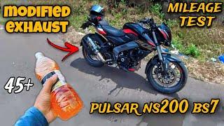 Pulsar Ns 200 bs7 mileage test with exhaust first in India mileage test in bs7 bike  #mileagetest