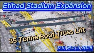 Etihad Stadium Expansion - 35 Tonne Roof Lift - Manchester City FC - Drone Footage #djidrone