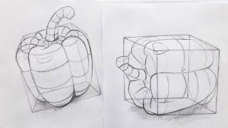 Drawing Bell Pepper From Cube In Two Different Angels
