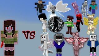 Re-make God Chara vs Random Op Broken and Inflation Bosses | Minecraft Bedrock | Mob Battle