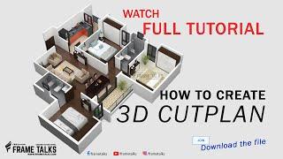 How to create a 3D Cutplan | Realistic 3D floorplan Tutorial #3dfloorplan