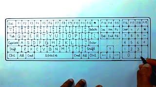 Easy way to draw keyboard for school project/Computer Keyboard drawing