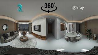 How To Create 360 Panorama Image In 3ds Max & V-Ray | 360 Degree Image Virtual tours