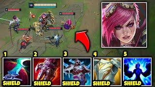 Vi but I have 5 Giant Shields and can Tank the Entire Enemy Team