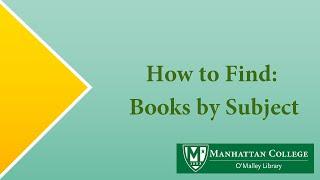 How to Find: Books by Subject