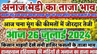 अनाज मंडी भाव| 26 जुलाई 2024 आज चना मूंग की कीमतों में भारी बढ़ोतरी| नरमा सरसों गेहूं में आई गिरावट,