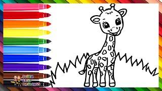 Draw and Color a Cute Giraffe  Drawings for Kids