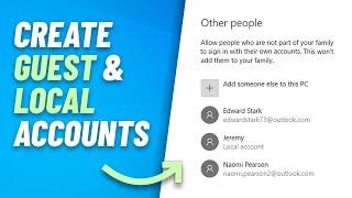 Create guest and local accounts in Windows 10