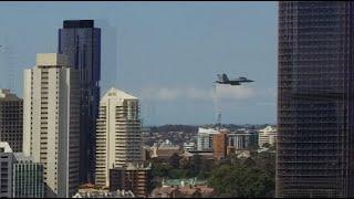 Riverfire 2018 Fighter Jet Flypast over Brisbane City - Growler