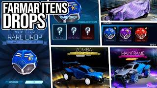 FARMAR MUITOS ITENS E ATÉ BLACK MARKET DE GRAÇA COM OS DROPS! COMO PEGAR?! - Rocket League