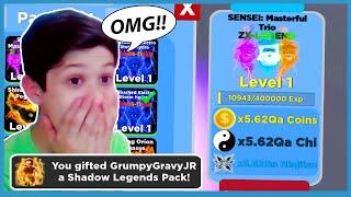 I Gifted My Nephew The Shadow Legends Pack! HE FREAKED OUT! - Roblox Ninja Legends