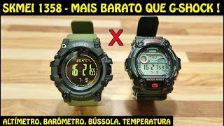 RELÓGIO SKMEI 1358 - COM BÚSSOLA, ALTÍMETRO, BARÔMETRO, TEMPERATURA E É MAIS BARATO QUE G-SHOCK.