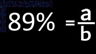 89% em fração , 89 por cento em fração, converter porcentagem em fração