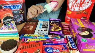 ASMR:EATING WATERMELON ICECREAM,RAINBOW CAKE,DAIRYMILK SILK,KITKAT *CHOCOLATE EATING VIDEOS"