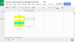 Google Sheets - Sum or Count Values Based on Cell Color