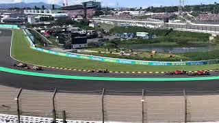 2023 Japan Formula 1 GP Suzuka opening lap from turn 1 Grandstand B2