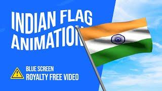 Indian Flag Waving Animation video and Footage  |  Blue Screen Effect |  Full HD Royalty Free Video