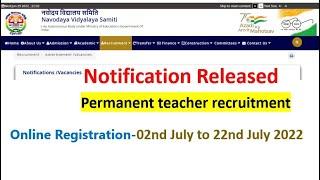 NVS PERMANENT TEACHERS RECRUITMENT NOTIFICATION RELEASED 2022|PRINCIPAL TGT PGT MISC LIBRARIAN POST