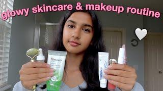 teen glowy skincare routine and natural makeup routine (eyeliner tutorial)