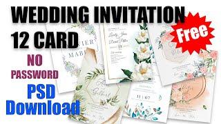 Free Download Photoshop PSD 12 Wedding Invitation Card Download link in the Description  No Password