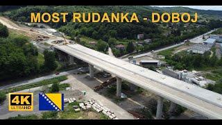 Koridor 5C Doboj. Most Rudanka. Pripreme za asfaltiranje. 4K dron.